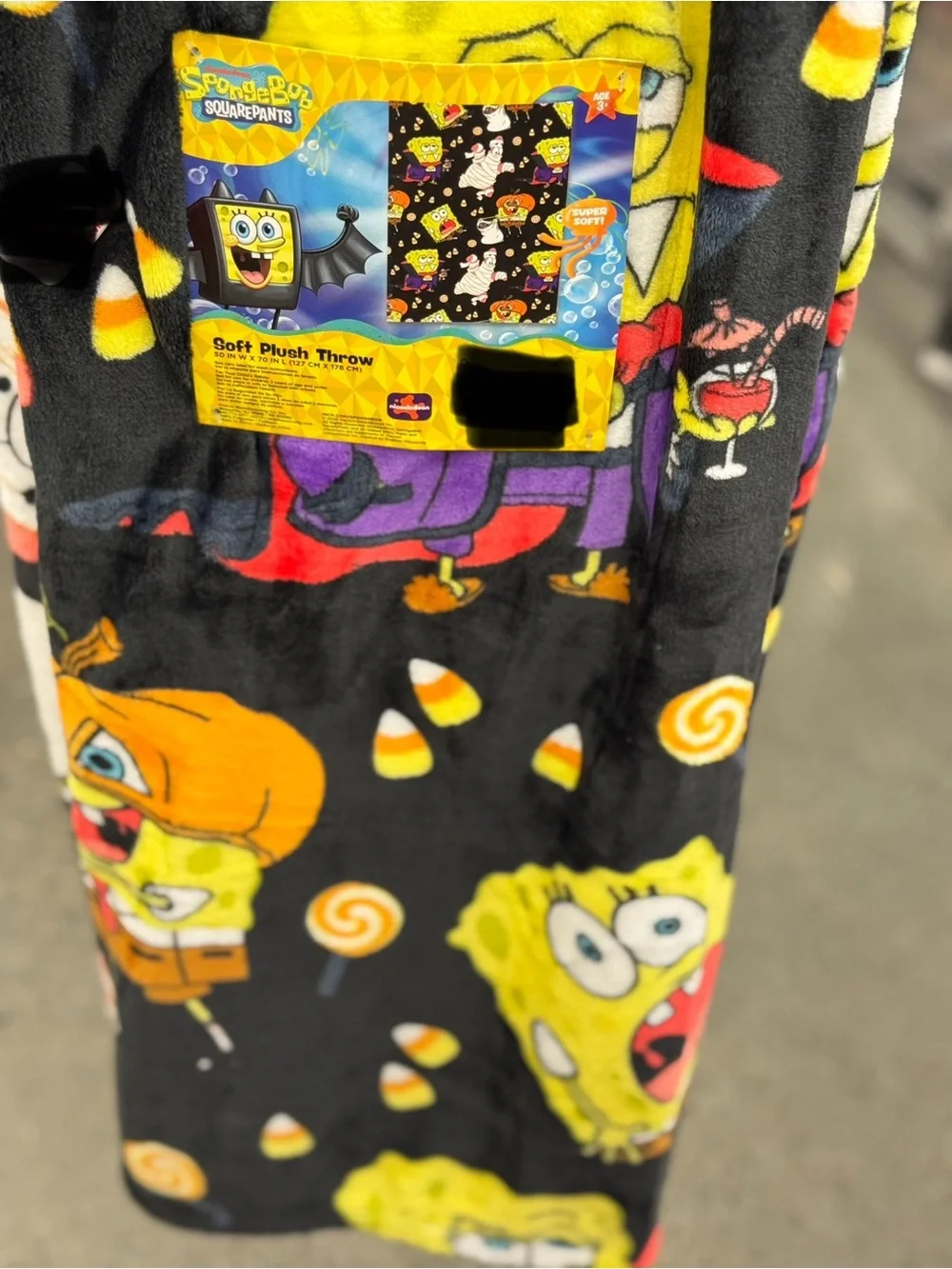 SpongeBob SquarePants & Patrick Halloween Plush Throw Blanket, black